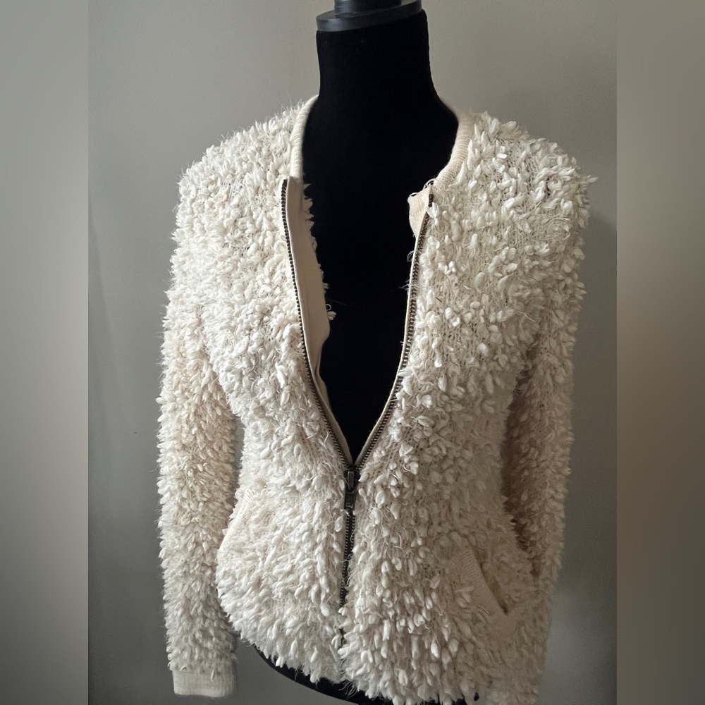 EUC- Forever 21 zip up jacket- size Medium- cream color - Picture 8 of 14